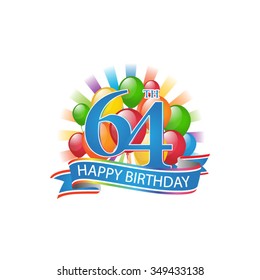 105 Colorful Happy Birthday Logo With Balloons And Burst Of Light ...