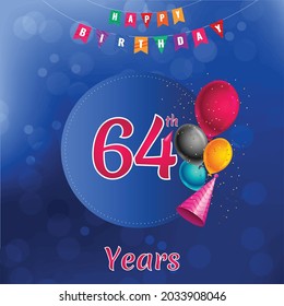 64th Happy Birthday celebration Invitation card design, Vector illustration design.