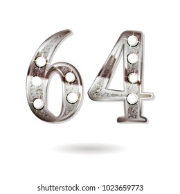 64th silver anniversary logo, ten years birthday celebration solated on white background