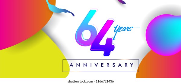 64th years anniversary logo, vector design birthday celebration with colorful geometric background and abstract elements