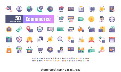 64x64 Pixel Perfect of Ecommerce Online Shopping Delivery. Flat Gradient Color Icons Vector. for Website, Application, Printing, Document, Poster Design, etc.