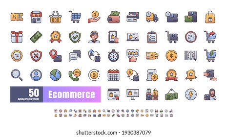 64x64 Pixel Perfect Ecommerce Online Shopping Delivery  Filled Gradient Color Thin Line Outline Icons Vector  for Website  Application  Printing  Document  Poster Design  etc 