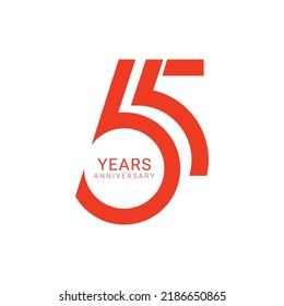 65, 65th Year Anniversary Logo, Vector Template Design element for birthday, invitation, wedding, jubilee and greeting card illustration.