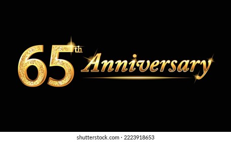 65 anniversary celebration. 65th anniversary celebration. 65 year anniversary celebration with glitter and black background.