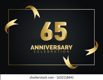 65 Anniversary celebration with gold number on square frame background