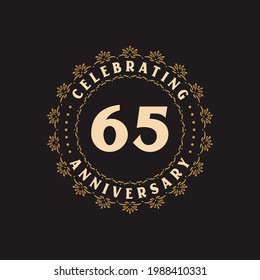 65 anniversary celebration, Greetings card for 65 years anniversary