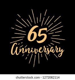 65 Anniversary fireworks and celebration background - stock vector - Vector
