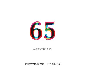 65 Colorful anniversary logotype design isolated on white background