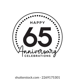 65 concept, monochrome, design for event, invitation card, greeting card, banner, poster, flyer, book cover and print. Vector Eps10
