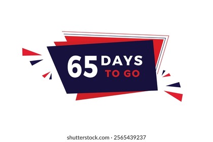 65 days to go, countdown banner. days countdown sale price offer promo. vector illustration.