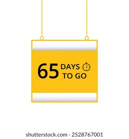 65 days to go countdown isolated flat design banner. vector template.
