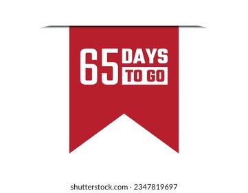 65 days to go red vector banner illustration isolated on white background
