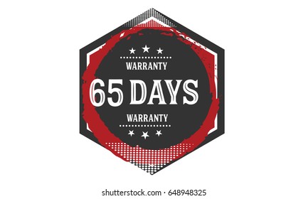 65 days warranty icon vector vintage grunge guarantee background