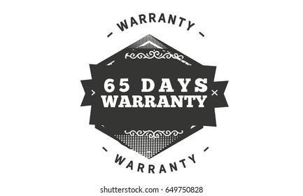 65 days warranty icon vector vintage grunge guarantee background