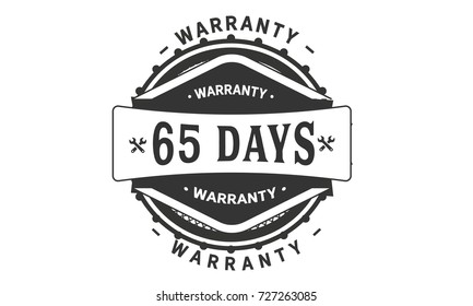 65 days warranty icon vintage rubber stamp guarantee