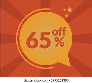 65% discount floating balloon art. Vectorized discount banner