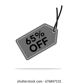 65% Discount Hang Tag Vector Template. Flat Illustration Design. Vector EPS 10.