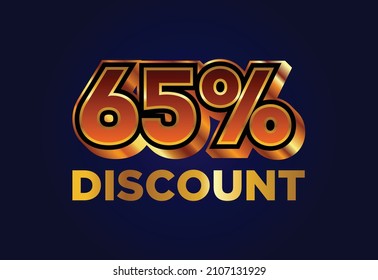 65% Discount and sale labels. Price off tag icon. special offer