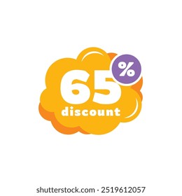 65% Discount Sale Tag Label Vector Template Design Illustration