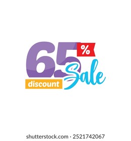 65% Discount Sale Tag Label Vector Template Design Illustration