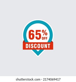 65 discount, Sales Vector badges for Labels, , Stickers, Banners, Tags, Web Stickers, New offer. Discount origami sign banner