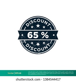 65% Discount Stamp Icon Vector Template
