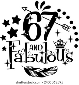 65 and fabulous black vector graphic design and cut file