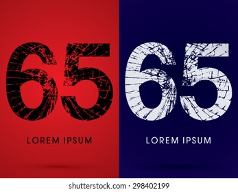 65 ,Font , destroy, broken mirror,  broken glass, graphic vector.