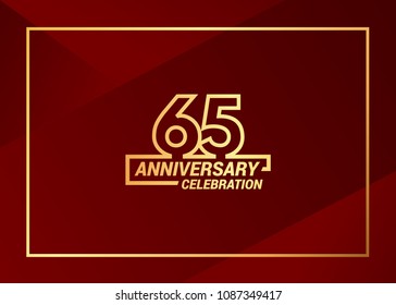 65 gold anniversary celebration vector  design with simple line style, isolated on red background can be used as  celebration event item and element