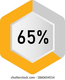 65% hexagon percentage diagram  ready-to-use for web design, user interface (UI) or infographic - indicator with yellow