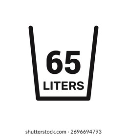 ícone de 65 litros vetor líquido medida vetor branco fundo