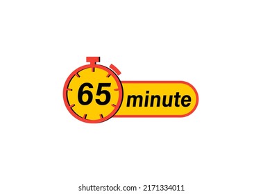 65 minute timers Clocks, Timer 65 min icon, countdown icon. Time measure. Chronometer icon isolated on white background
