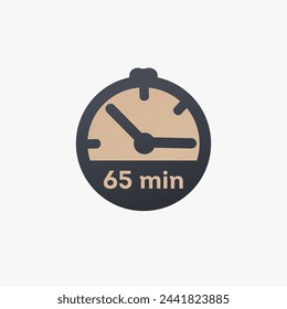 65 minutes, stopwatch vector icon. clock icon in flat style. Stock vector illustration isolated
