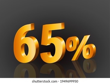 65% off 3d gold, Special Offer 65% off, Sales Up to 65 Percent, big deals, perfect for flyers, banners, advertisements, stickers, offer icons, etc.