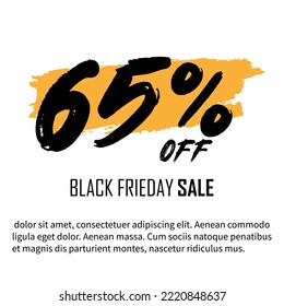 65% OFF Black Friday Sale (Promotional Poster Design Vector Illustration) With Text Box Template