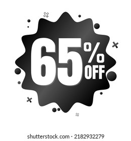65% off, black online super discount sticker in Vector illustration, with various abstract details