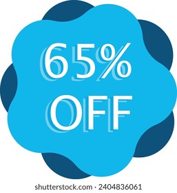 65% Off Discount Blue Vector and Illustration Marketing Announcement in White Background