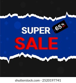 65 apagado. Descuento en composición creativa. Símbolo de venta en 3D con objetos decorativos. Venta Anuncio y cartel. Ilustración vectorial.