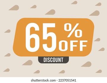 65% de descuento. Oferta especial y caída de precios. Banner para negocios, ventas y promoción especial sobre el fondo de la luz