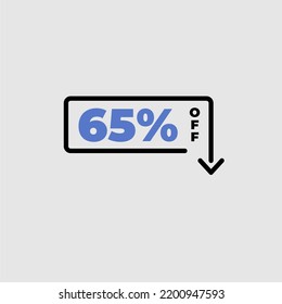 65% OFF discount tag box with arrow