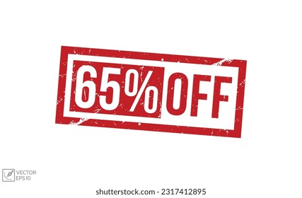 65% Off grunge rubber stamp on white background. 65% Off Rubber Stamp.