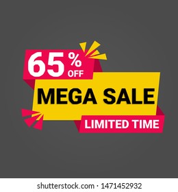 65% off mega sale vektor label free