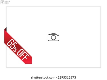 65% off message on ribbon banner, Vector illustration, Isolated web element.