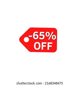 -65% off with red discount label design tag	