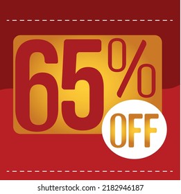 65% de descuento. banner rojo y naranja con globo flotante para promociones y ofertas

