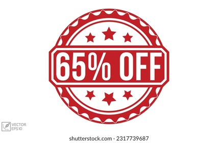 65% Off Red Rubber Stamp vector design.