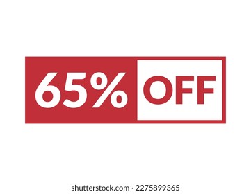 65% de la ilustración de banner vectorial rojo aislado en fondo blanco