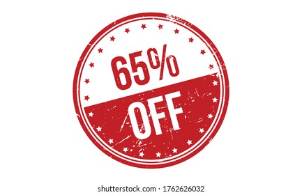 65 % Rabatt auf Gummistempel. Red 65 % Rabatt auf Rubber Grunge Stempel Seal Vektor Illustration