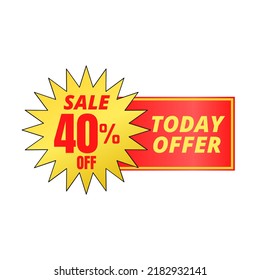 65% off sale, TODAY OFFER, super discount red and yellow 3D design. vector illustration
