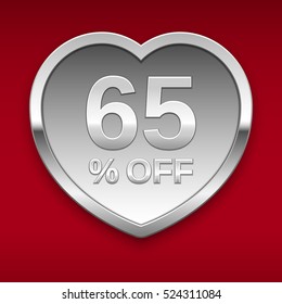 65% off silver badge, vector